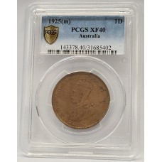 AUSTRALIA 1925 . ONE 1 PENNY . PCGS XF40 AUSTRALIA 1925 . ONE 1 PENNY . PCGS XF40